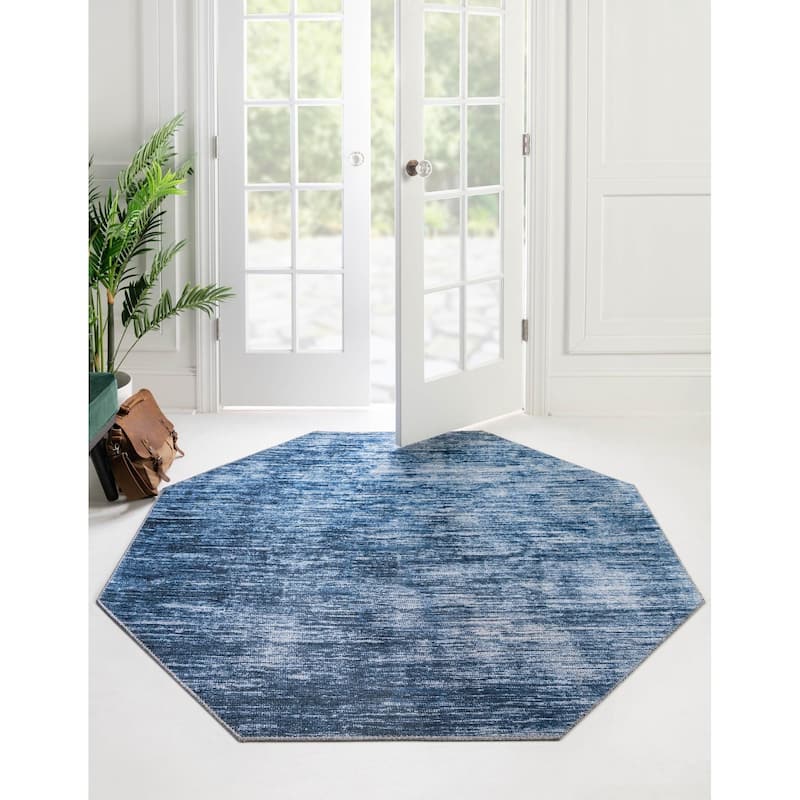 Contemporary Kayst Collection Area Rug - Blue - 7'7"x7'7" Octagon