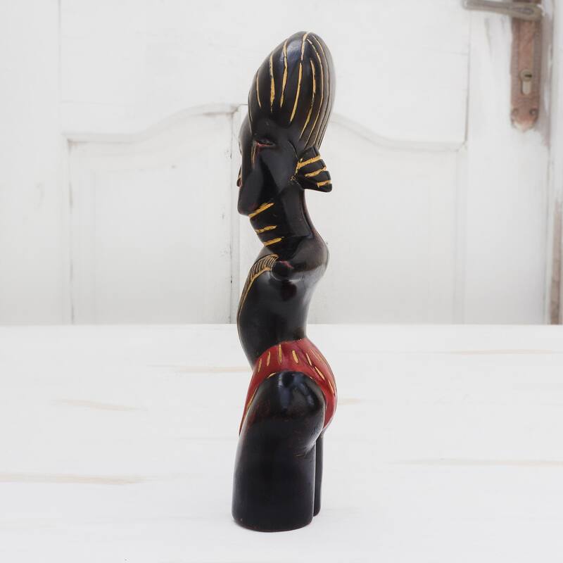 Novica Handmade Obaa Yaa Wood Fertility Doll Sculpture