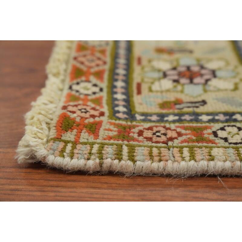 Hand Knotted Oriental 100% Wool Carpet Traditional Floral Oranges & Rust Tabriz Area Rug - 4' 10'' X 3' 3''