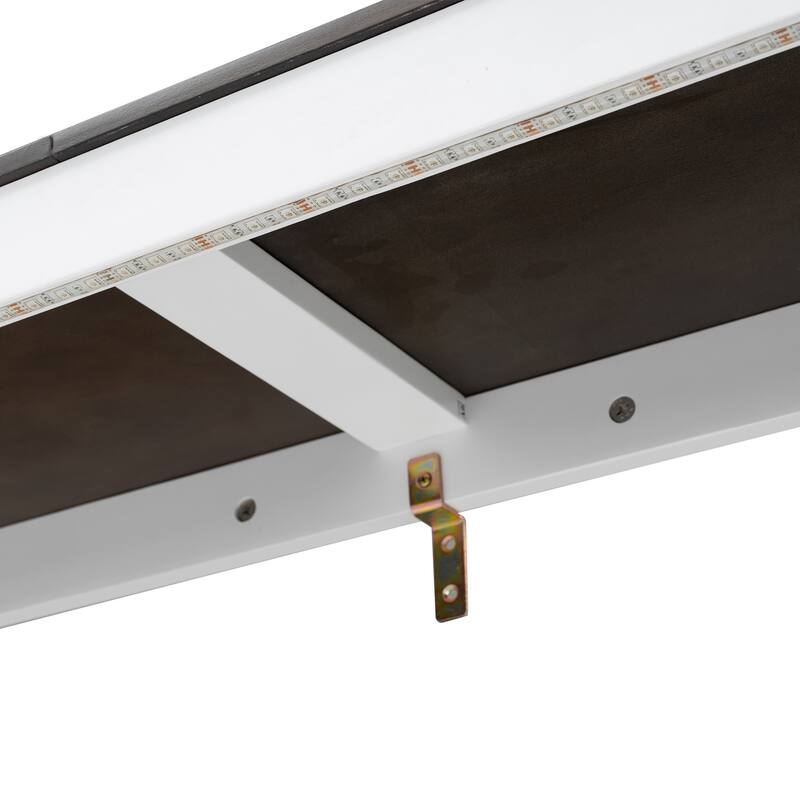 Twin Size Murphy Bed with LED Light, Foldable into a Cabinet, and Hydraulic Lift System