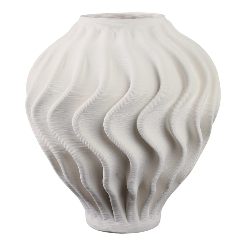 Porcelain Sculptural Vase with Textured Wave Design Modern Form
