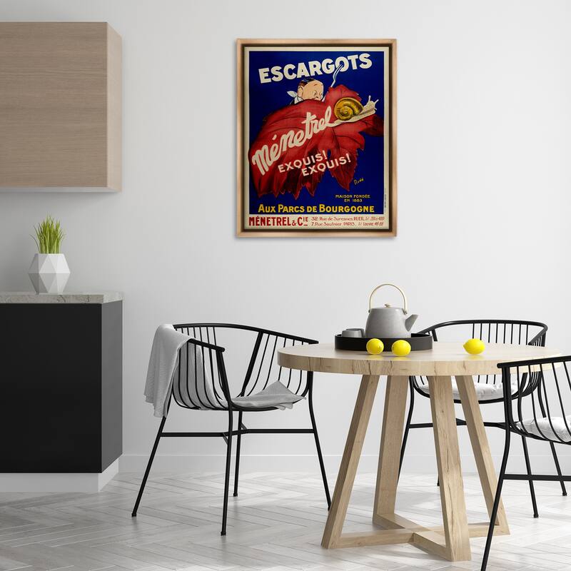 Stupell Vintage Escargots Advertisement Framed Floater Canvas Wall Art Design By Marcus Jules