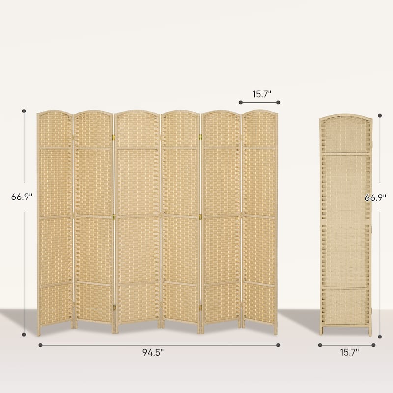 HOMCOM Room Divider, 6 Panel Folding Privacy Screen, 5.6' Tall Freestanding Wall Partition