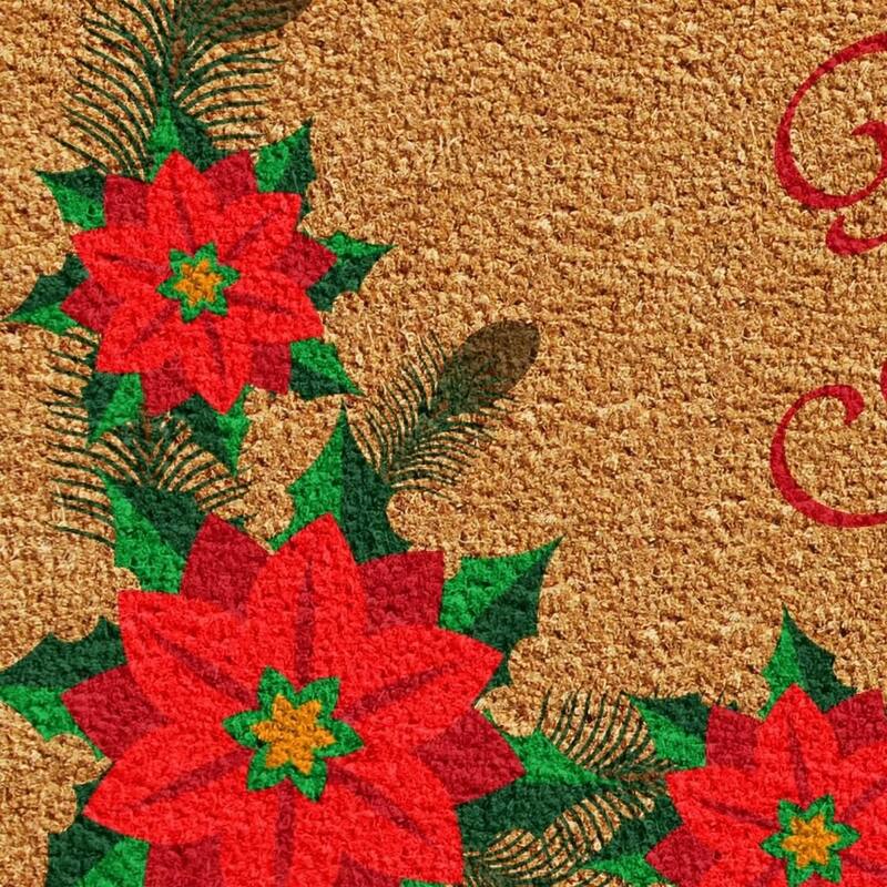 HomeRoots 17" X 29" Brown Red And Green Christmas Outdoor Coir Door Mat - 17.00' X '29.00