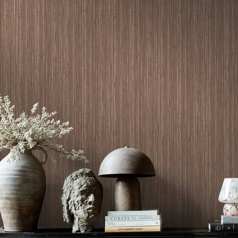 Fibre Stripe Sable Wallpaper