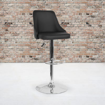 Modern Height-adjustable Chrome Barstool - 18"W x 19"D x 35.75" - 44.25"H - 18"W x 19"D x 35.75" - 44.25"H