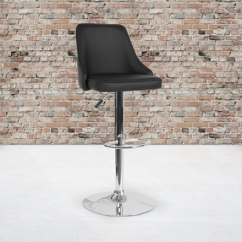 Modern Height-adjustable Chrome Barstool - 18"W x 19"D x 35.75" - 44.25"H - 18"W x 19"D x 35.75" - 44.25"H