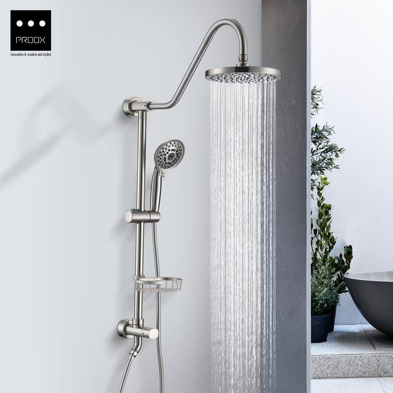 Proox 5-sprayer Rain Shower Faucet with Handheld Shower Soap Dish
