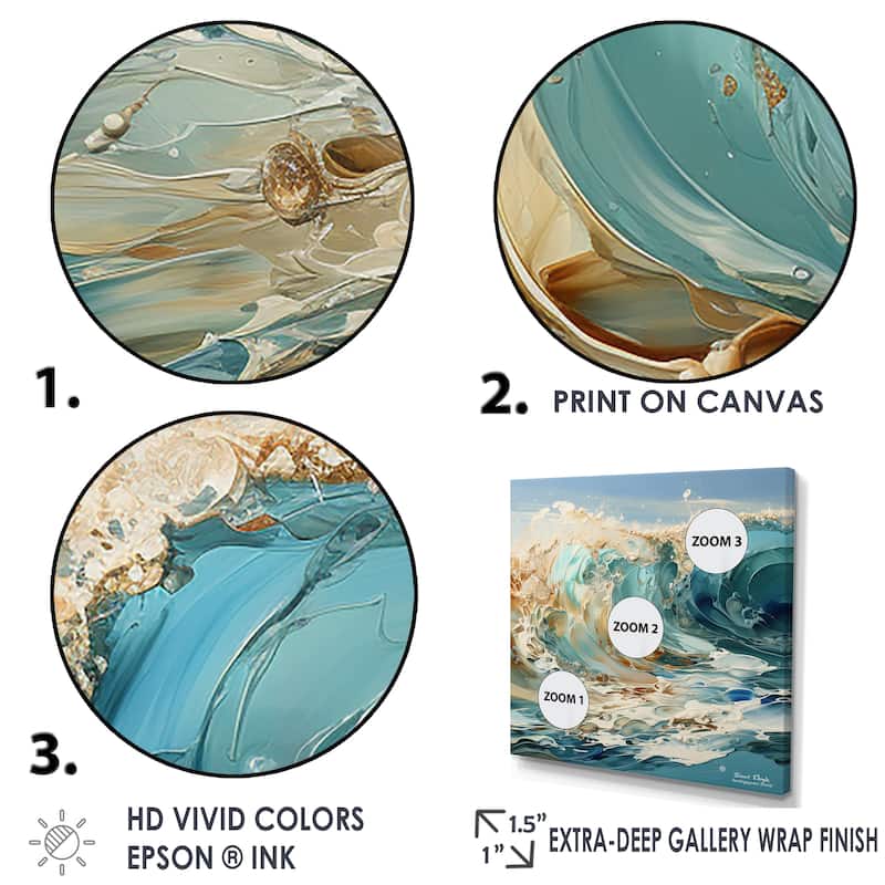 Designart "Ocean Charm Liquid Wave Art II" Ocean Wall Art
