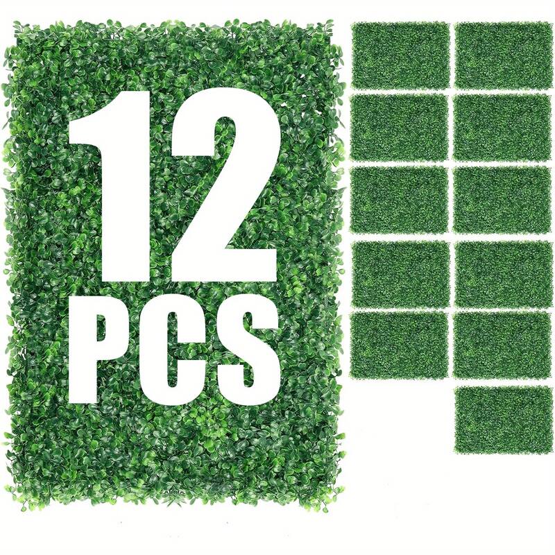 12PCS 24"x16"Artificial Boxwood Boards,UV Protected Grass Wall Panels & Boxwood Fence Panels for Green Wall Decor,Garden Fence