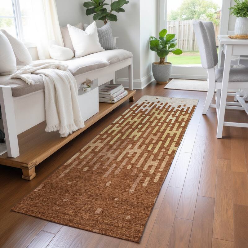 Machine Washable Indoor/ Outdoor Modern Kingman Chantille Rug