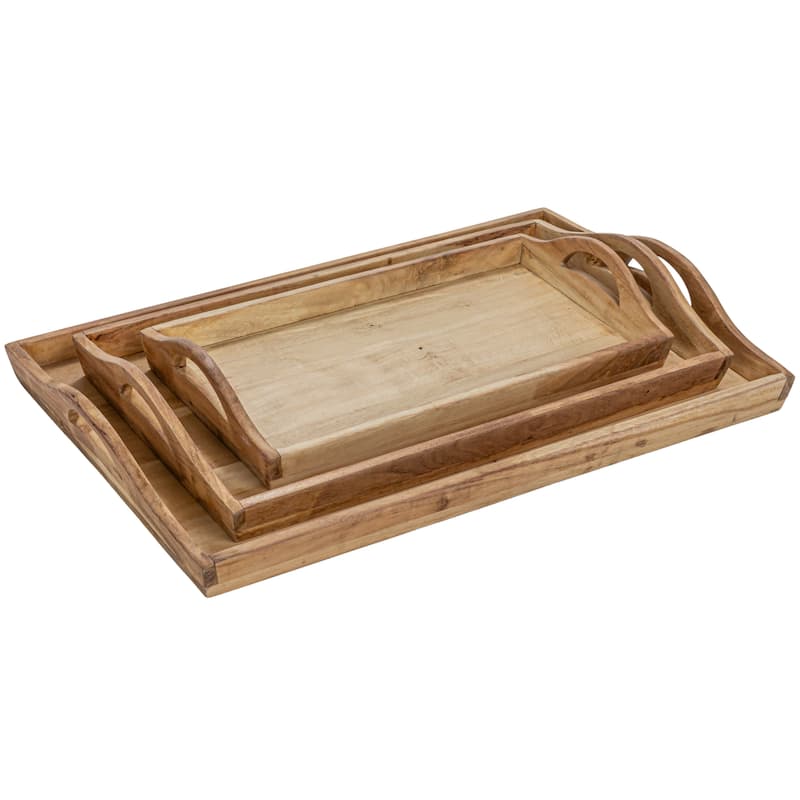 Acacia Wood Trays with Handles