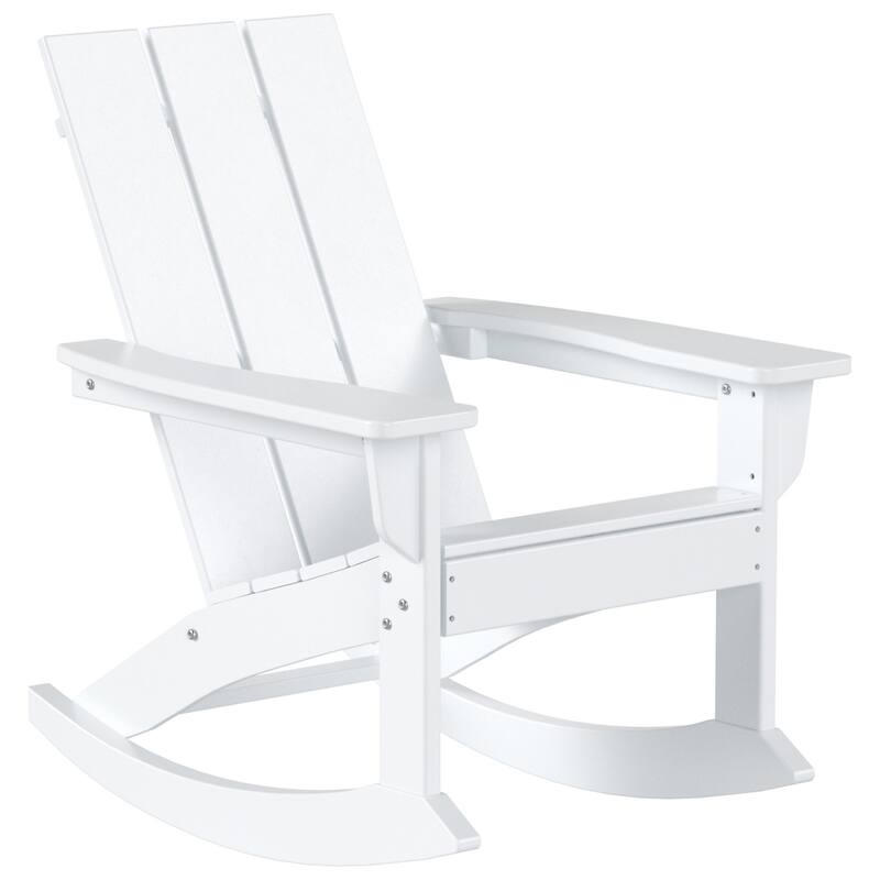 Shoreside Modern Eco-Friendly All Weather Poly Adirondack Rocking Chair - White