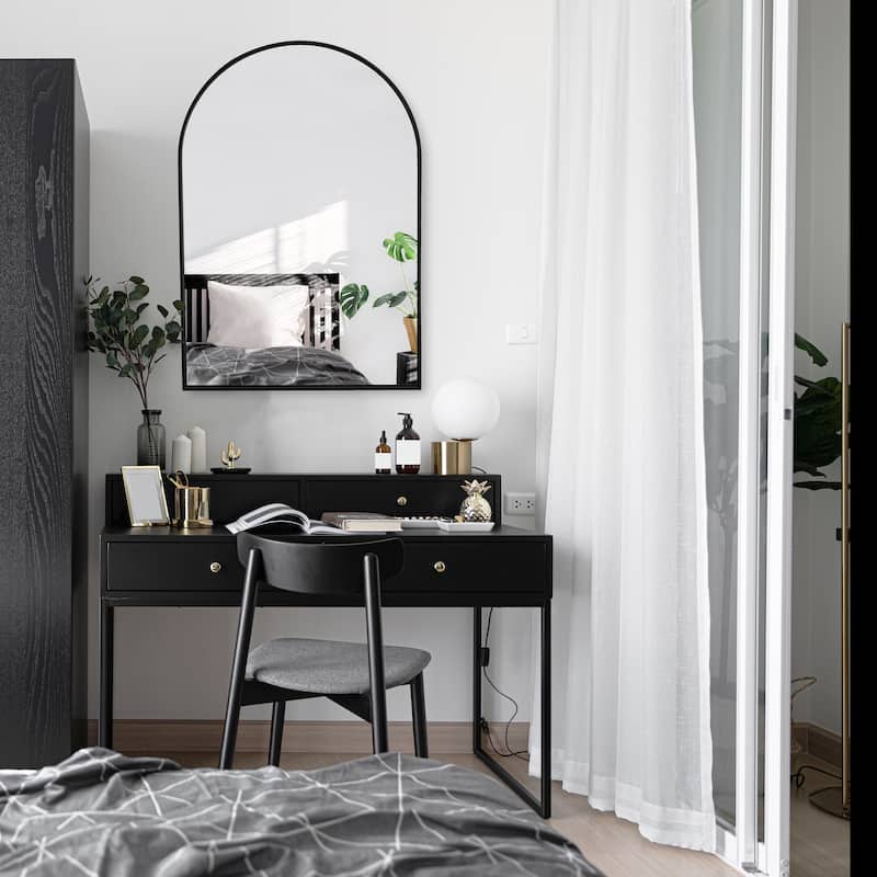 Archie 36 x 24 Inch Arched Wall Mirror for Bedroom, Hanging Mirror for Wall - 36 x 24 Inch