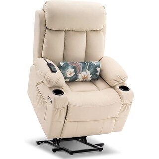 Mcombo Large Electric Power Lift Recliner Chair with Extended Footrest for Big and Tall Elderly People, Faux Leather 7426