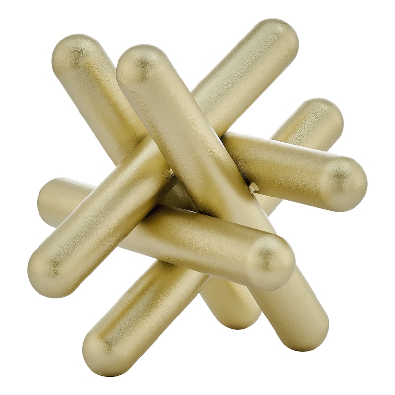 Danya B. Large Abstract Gold Finish Textured Metal Geometric Sculpture