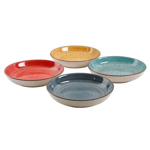 4 Piece 10.75 Inch Stoneware Pasta Bowl Set