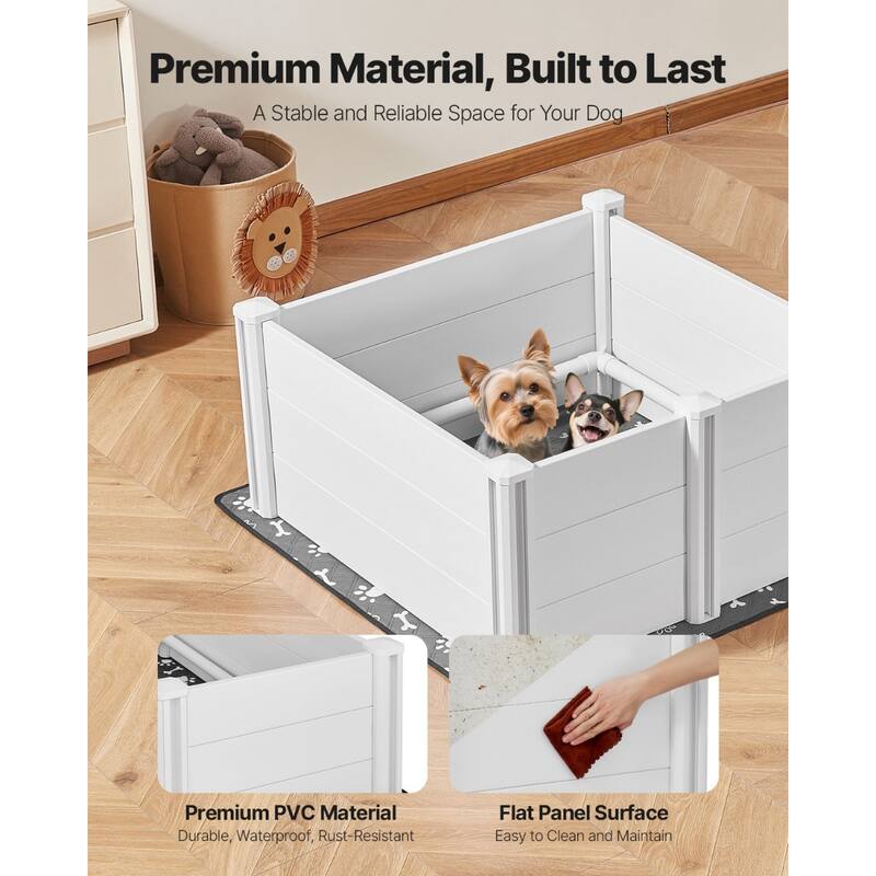 Grey PVC Whelping Box for Dogs with Adjustable Doors and Pad