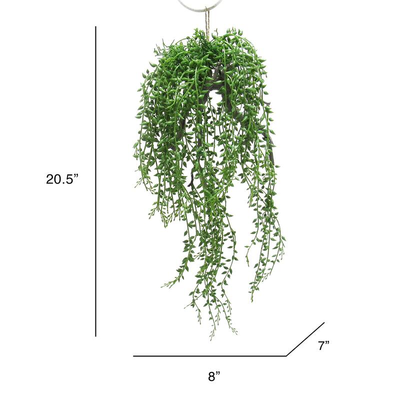 Artificial String of Pearls Tears Donkeytail Succulent Hanging Air Plant 20.5in - Green - 20.5" L x 8" W x 7" DP