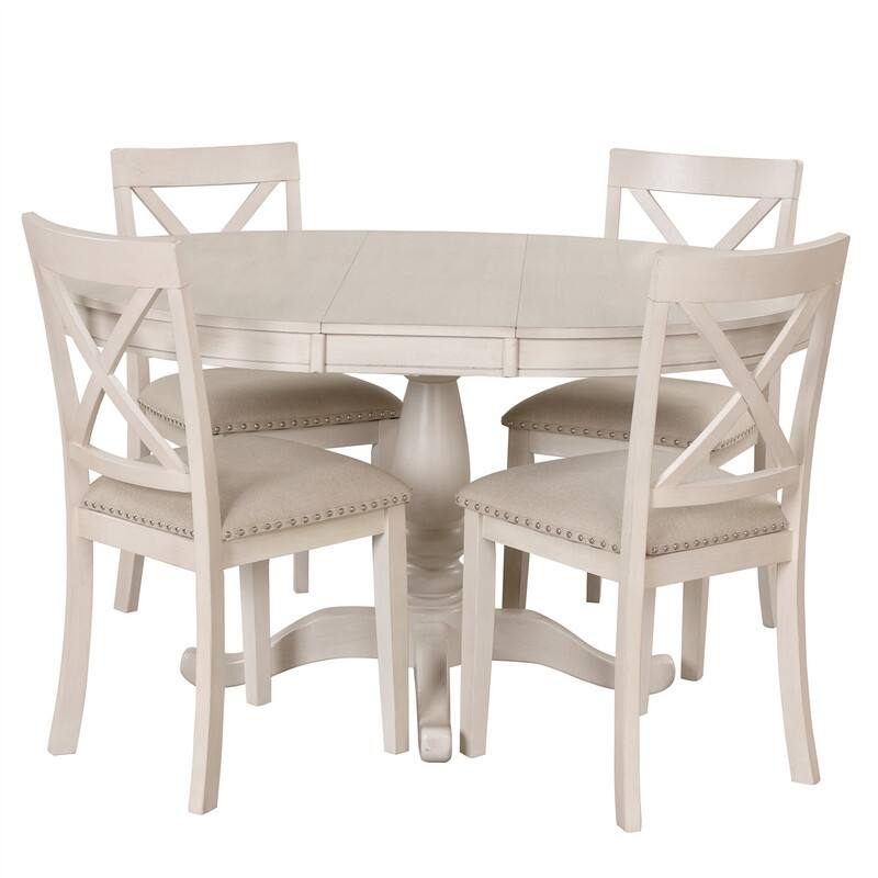 Modern Dining Table Set for 4,Round Table and 4 Kitchen Room Chairs,5 Piece Kitchen Table Set for Dining Room,Breakfast Nook