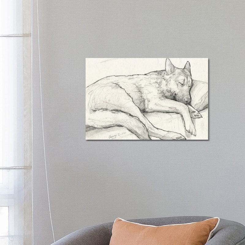 iCanvas "Sleeping German Shepherd Old Paper" by George Dyachenko Canvas Print - 18x26x1.5