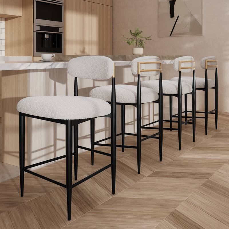 Morden Fort Modern Armless Boucle Bar Chairs(Set of 4)