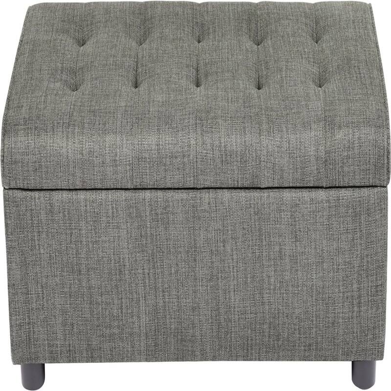 Rectangular Fabric Storage Ottoman Gray