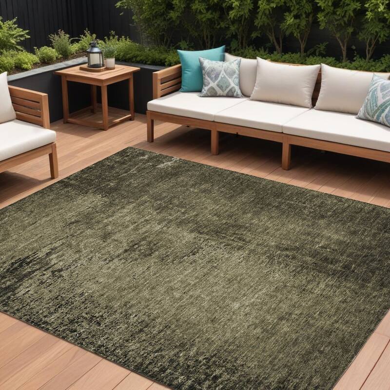 Alrim Artistic Abstract Weather Resistant Classic Meets Modern Outdoor Rug - 8' X 10' - Grey