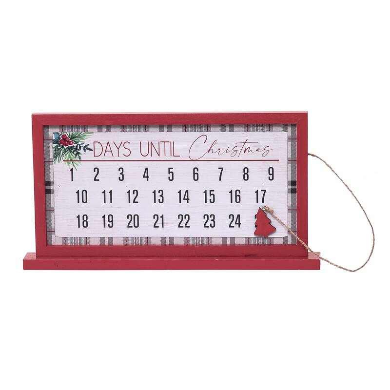 Transpac Wood 12.99 in. Multicolor Christmas Traditional Plaid Advent Calendar - Multi