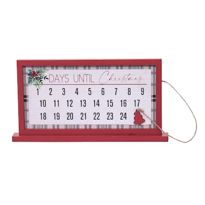 Transpac Wood 12.99 in. Multicolor Christmas Traditional Plaid Advent Calendar - Multi