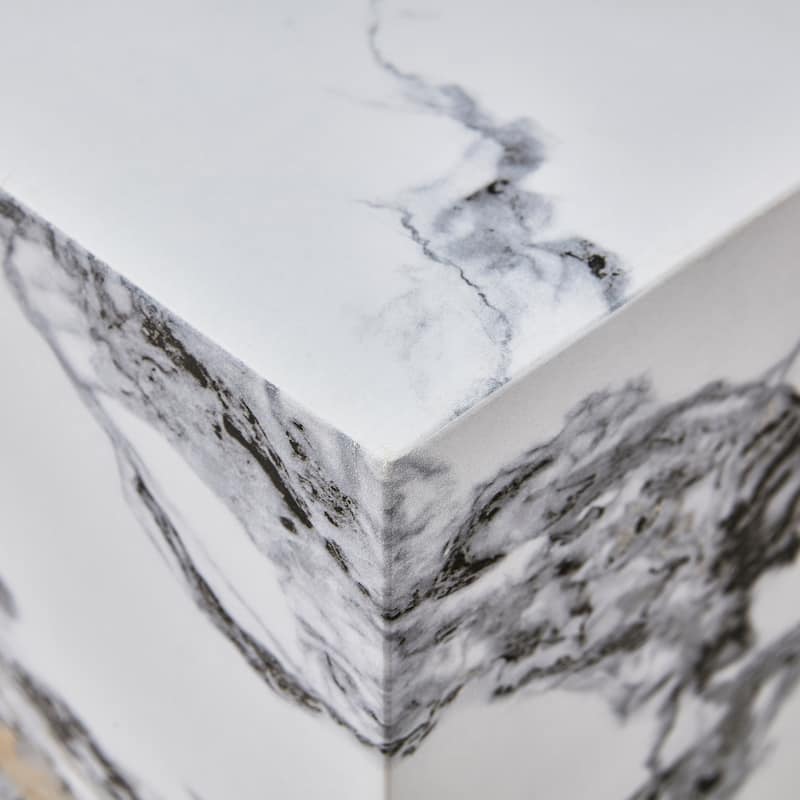 GDFStudio Kaelthas Wood Cube Coffee Table with Marble Texture