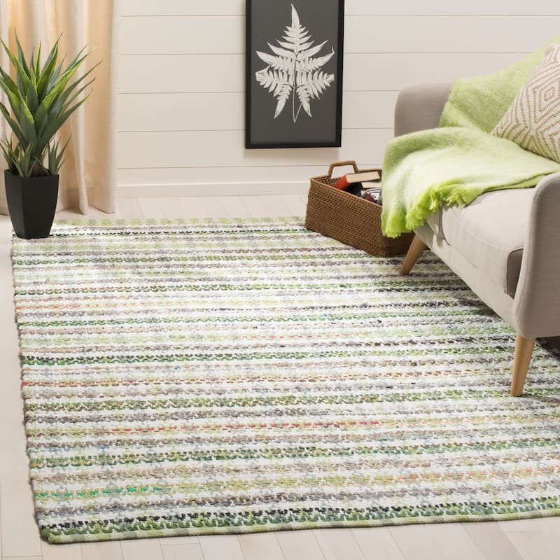 SAFAVIEH Handmade Flatweave Montauk Hermanda Casual Cotton Rug - 5' x 8' - Green/Multi