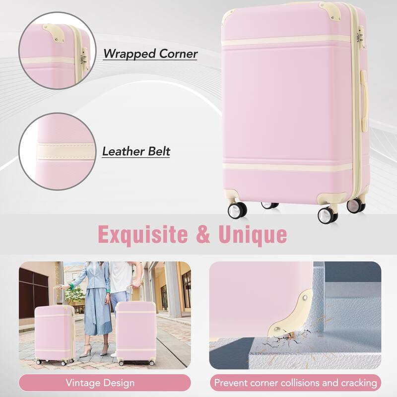 Lightweight 3-Piece Hardside Luggage Set with TSA Lock, 20" & 28" Spinner Suitcases & Cosmetic Case