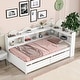 preview thumbnail 7 of 43, Wood Platform Bed with L-shaped Bookcases and Drawers Twin - White