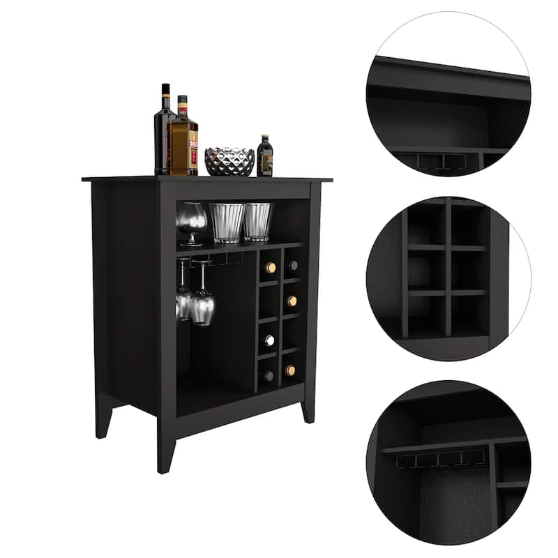 Anmytek Wenge Bar Cabinet Wine Rack with Open Shelf