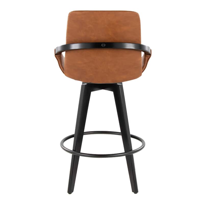 Porch & Den Pugo 26" Fixed-Height Upholstered Counter Stool with Splayed Wood Legs (Set of 2)