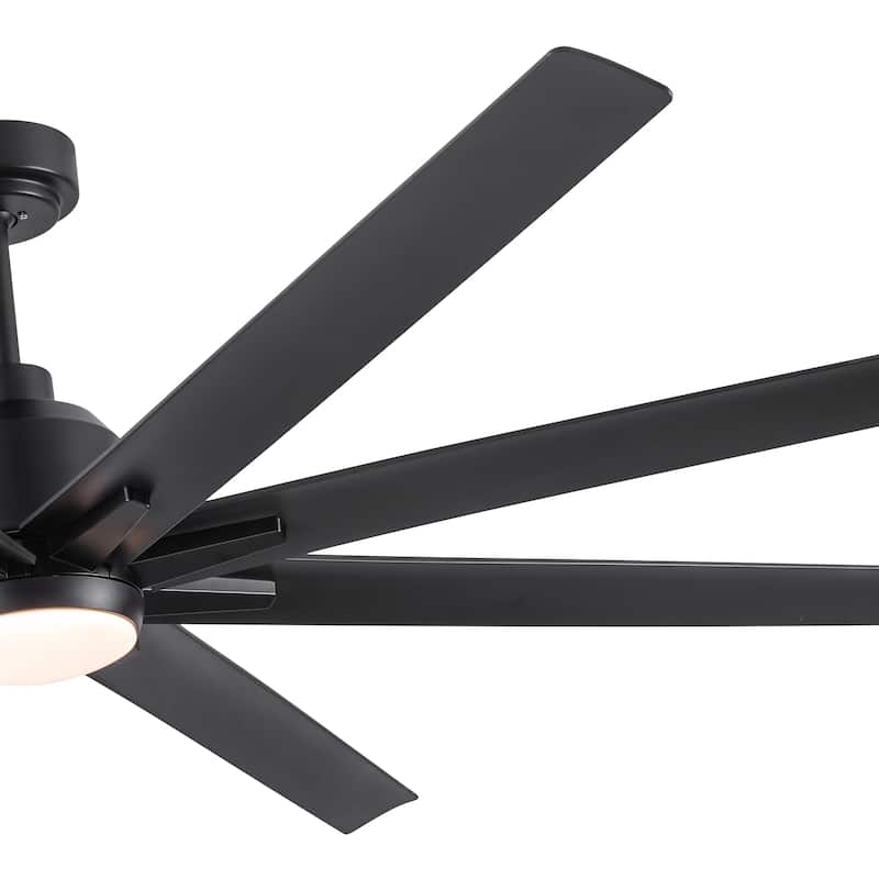 YUHAO 84 In. Indoor/Outdoor Modern Industrial Large Windmill Aluminum Blade Ceiling Fans With Lights, Quiet DC Motor and Remote