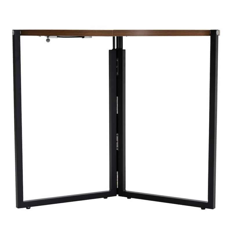 Walnut Foldable Round Trifold Table 35" Space-Saving Multi-Use