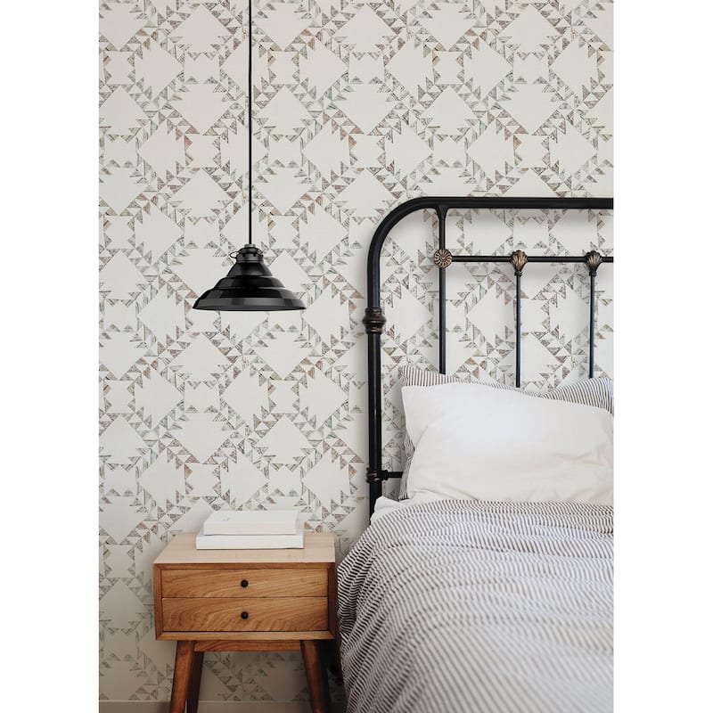 Scrap Quilt Light Brown Wallpaper