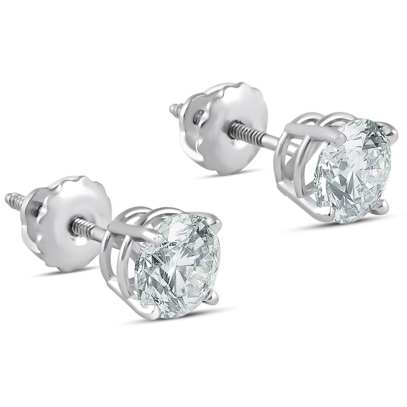 2 cttw Round Brilliant Cut Natural Diamond Studs With Screw Backs