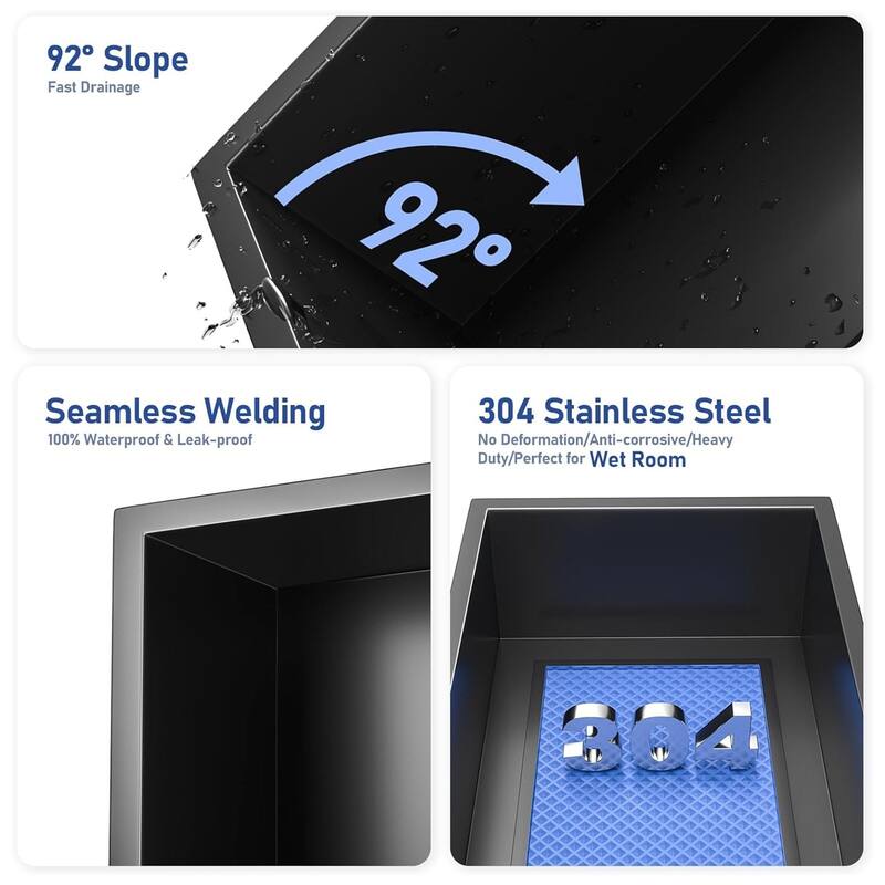 WIZ 24-inch W x 12-inch H x 4-inch D Stainless Steel Shower Niche