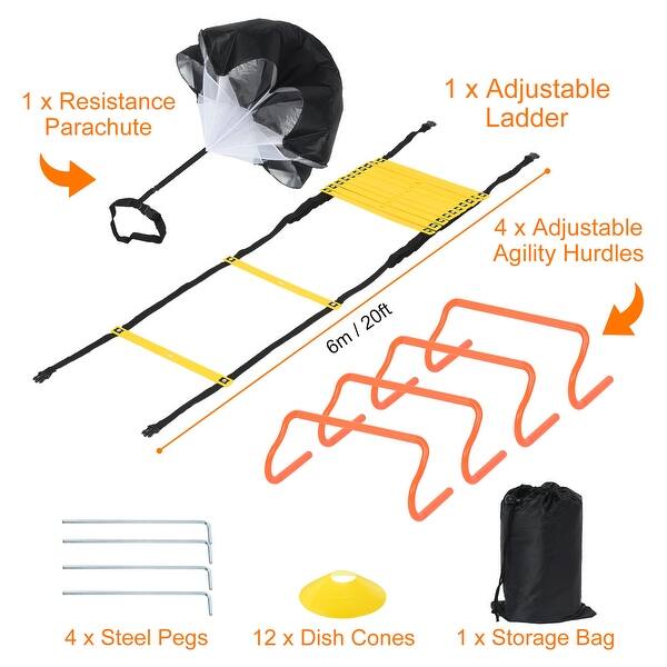 Agility Ladder Speed Training Equipment with Cones Resistance Parachute
