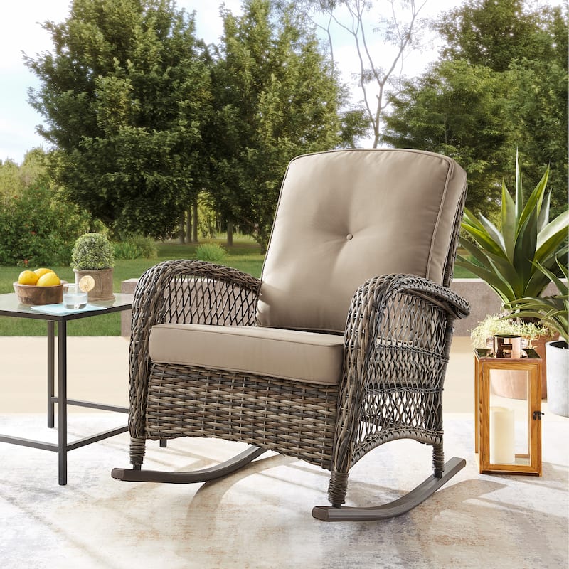 Corvus Salerno Outdoor Handwoven Resin Wicker Rocking Chair