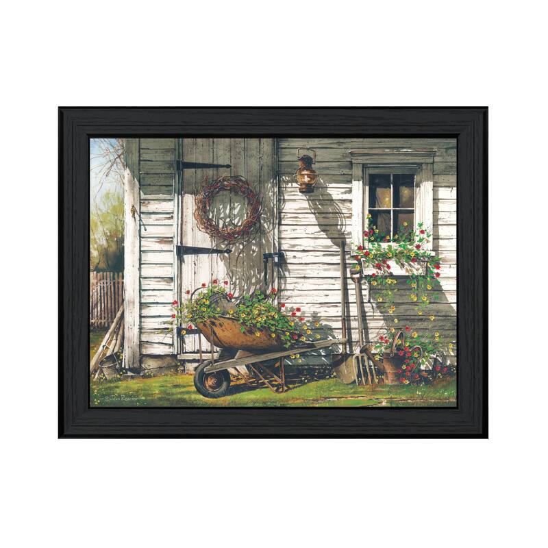 TrendyDecor4U Mid-Century Modern "Spring Cleaning" Framed Print Wall Art by John Rossini - Charcoal