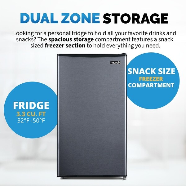 Newair 3.3 Cu. Ft. Gray Compact Mini Refrigerator with Freezer