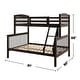 preview thumbnail 3 of 18, Slat Design Twin over Full Bunk Bed with Angled Ladder in Dark Walnut