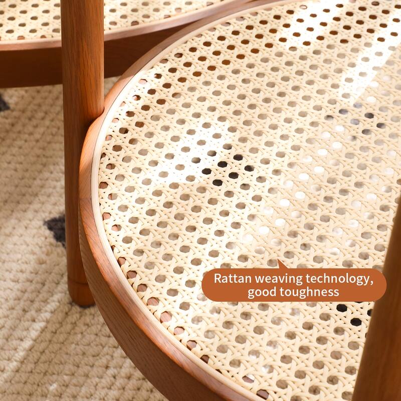 2-Piece Modern Farmhouse Living Room Coffee Table Set, Stylish and Elegant Nesting Round Wooden Table,Side End table set