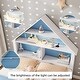 preview thumbnail 4 of 16, Full Size Wood House Bed with Bookcase Headboard and LED