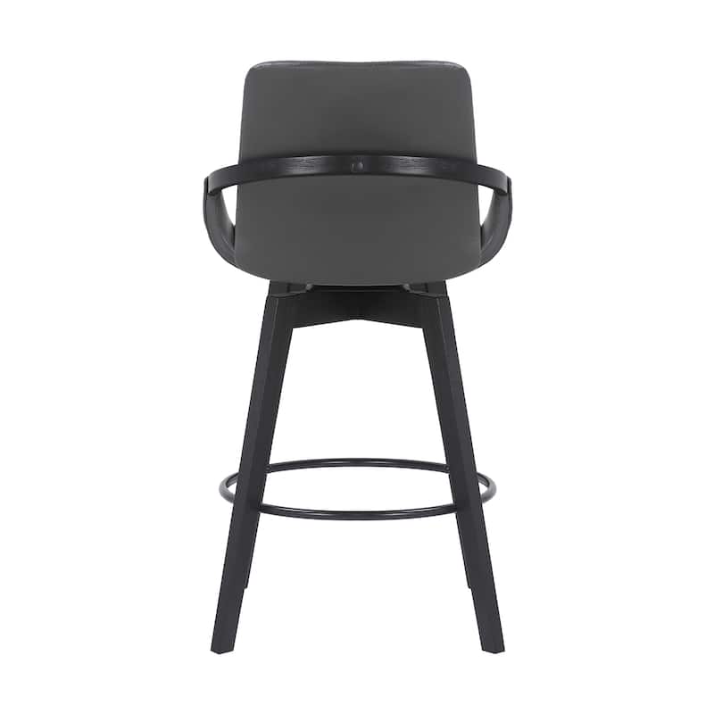Baylor Mid-Century Swivel Bar Stool, Upholstered Counter Height Chair with Wood Frame