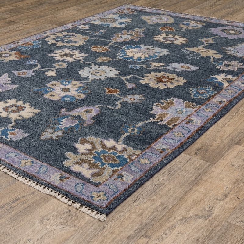 Maylin Traditional Oriental Light Blue/ Blue Area Rug